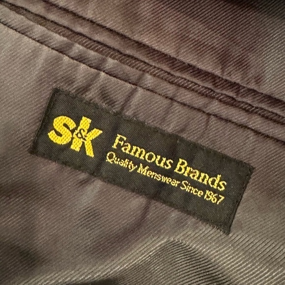 Vintage S&K Famous Brands 100% Silk Men’s Blazer Black White 44 Suit Jacket - Picture 7 of 8